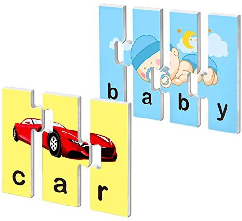 72 Wörter-/Rechtschreib-Puzzles mit Mechanismus zur Fehlerkorrektur; in 3 und 4 Teilen; ideal für das Lernen im Vorschulalter (36 doppelseitige Blöcke, Englische Ver.)