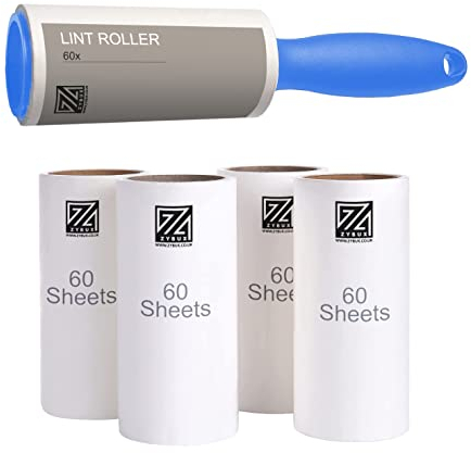 ZYBUX - Lint Rollers for Pet Hair Extra Sticky Set, 2 Handles with 4 extra refills, 450 Sheets in total, Lint Remover for Clothing, Furniture, Pet Hair Remover with Easy Tear Sheets