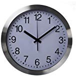 Perel Radioväggklocka, DCF77, rund, analog, 30 cm, aluminium, silver