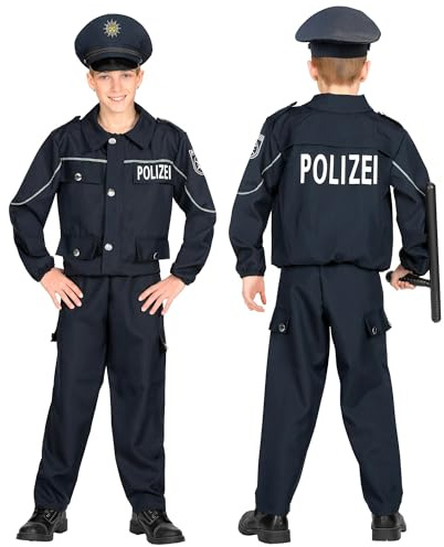 W WIDMANN MILANO Party Fashion - Polizei Kinderkostüm, Deutscher Polizist Outfit mit Oberteil, Hose und Mütze