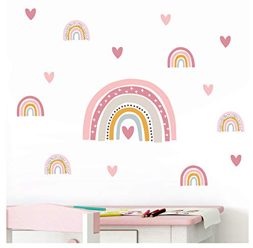 Little Deco Wandtattoo viele Regenbögen mit Herzchen DL487