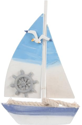 Nautical Beach Wooden Sailboat Mini Sailing Boat Beach Figurines Rustic Ocean Home Decoration1