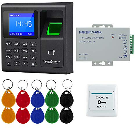 FTSTech Tarjeta Contraseña Huella Digital RFID Kit de Puerta,Sistema de Proximidad de Seguridad para el Hogar, Teclado Biométrico, Encendido, Llaves, Botón de Salida (Without Lock Kit)