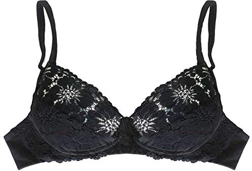 LEPEL Reggiseno Senza Ferretto in Pizzo e Cotone sulla Pelle Art. 450 Coppa C (5, Nero)