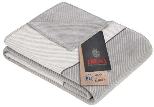 Ibena Austin Kuscheldecke 150x200 cm - hellgraue Decke, Pflegeleichte und kuschelweiche Baumwollmischung