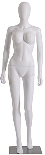 EurotonDisplay weiß matt abstrakte Schaufensterpuppe SDF2-white weiblich großer Brustumfang mit Metallplatte ohne Gesicht Female Mannequin Headless (Weiß)