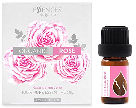 Essences Bulgaria Aceite Esencial de Rosa Orgánica 5ml | Rosa damascena | 100% Puro y Natural | Sin Diluir | Grado Terapéutico | Granja Familiar | Destilado al Vapor | Sin OMG