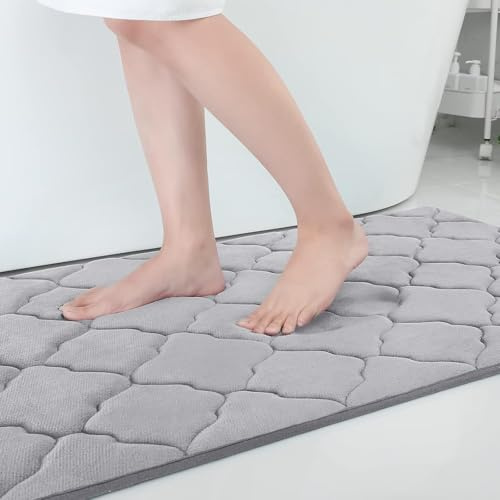 Homaxy Memory Foam Badematte rutschfest Badezimmerteppich - 60 x 90 cm,Grau | weich & komfortabel, rutschfeste rückseite, schnelles wasser-absorbent, waschbar & pflegeleicht, breite anwendungsbereiche