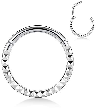AROWRO 16 g rostfritt stål septum clicker daith rook tragus helix brosk lobe septum piercing smycke orm/pyramid/pil/stjärna design fällbar segmentring, Rostfritt stål