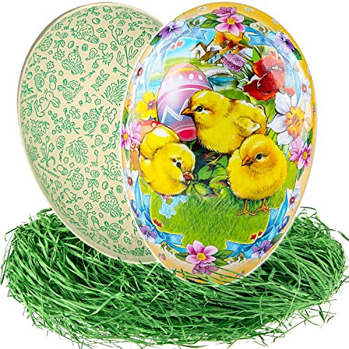alles-meine.de GmbH 10 Stück Ostereier/Eier zum befüllen + Ostergras Anzahl frei wählbar Küken & Ostereier - 15 cm - Füll - Pappei - Deko Pappe Papp Pappeier Dekoei Pappo..