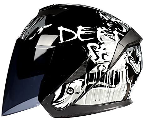 JATIBOSH Schutz Vor Wind Und Regen Retro Halbhelm, UV Protective Motorradhelm Herausnehmbar Vintage Rollerhelm, Weich Und Bequem Jethelm Helm, Herren Damen Outdoor ECE Zertifiziert