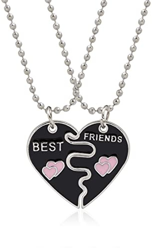 SURALIN 2PCS Ketten BFF Halskette Freundschaftskette für 2 beste Freunde Ketten für 2 Bester Freund Geschenk(Schwarz)