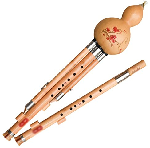 Strapazierfähige Zweifarbige Kürbisseide Aus Bambus Erwachsener Spielt Kürbisflöte-Musikinstrument Geschenke Für Musikliebhaber Leicht Zu Blasen (Color : Wood_G+F-key)