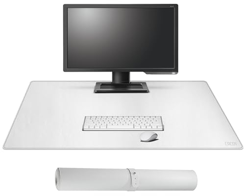 Cacoy 90x50 cm PU-Leder Schreibtischunterlage, Laptop Tischunterlage, Wasserdichte Unterlage Schreibtisch, Conputer Schreibtischmatte, Erweiterte Office Mauspad für Büro und Zuhaus (Weiß)