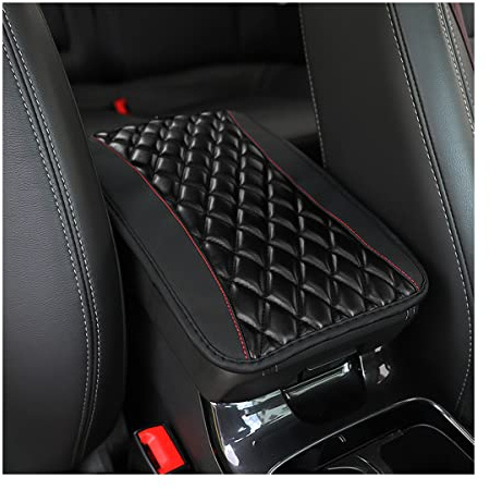 Adunsiaoto Auto Mittelkonsolen Armlehne Kissen Armlehnenpolsterabdeckung, Leder Armlehnenkissen für Autos, Auto Armlehne Sitz Box Abdeckung Armlehnenkissen(Schwarz)