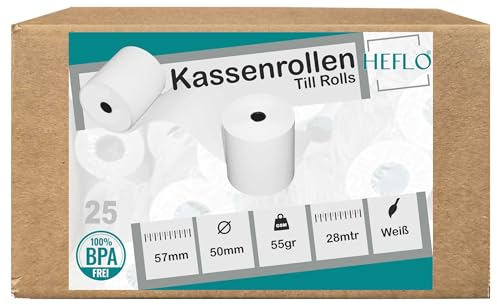 57mm X 50mm Thermorollen Bonrollen Kassenrollen 55gr./ Thermopapierrollen 25 VPE