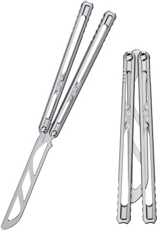Nabalis Canyon Balisong Trainer Butterfly Knife Balisong, With Stainless Steel Handle & Blade Balisong Trainer, Unsharpened, for Practicing Flipping, Blunt Practice, No Edge Tool