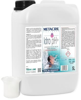 Metacril Piscine & Spa Idro pH+ avec Doseur Gradué, Inhausseur Liquide de Ph, Non Moussant, pour Piscines et Spa Hydromassage - 5L