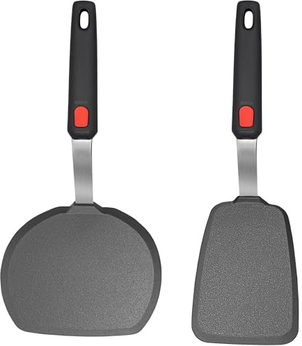 Silicone Pancake Spatula Turner Set of 2, 600°F Heat Resistant Cooking Spatulas for Nonstick Cookware, Large Kitchen Utensils BPA Free Rubber Spatula Set for Egg, Pancake, Fish, Burger