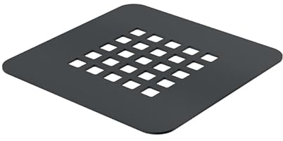 ERCOS Rejilla Cubretapón para Plato de Ducha Stone, Acero Inoxidable, Fácil de Limpiar, 125x125 mm, Color Gris Opaco