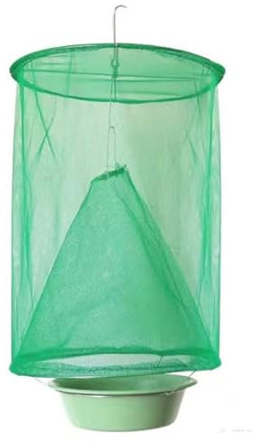 Wisafory Lot de 2 pièges à mouches pliables - À suspendre - Avec bac en plastique - Réutilisables - Pour jardin, écurie, parc, marché aux légumes, cour - Vert