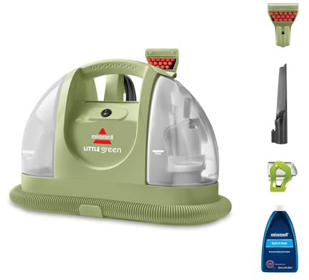 BISSELL Little Green, Carpet Cleaner, Portable Spot Cleaner & Carpet Stain Remover for Stairs & Car, Upholstery Cleaner, Sofa Cleaner with Powerful Suction, Spray, Scrub & Vacuum, Corded, 4098E