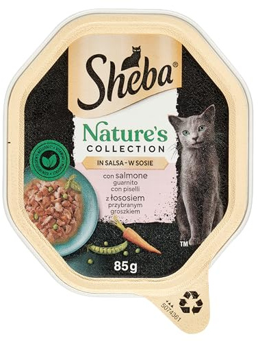 Sheba Nature's Collection in Salsa, kattmat med lax och ärtor, 85 g – 22 skålar