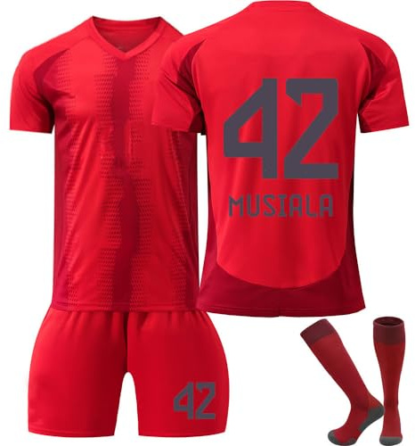 Generisch New 24 25 Bayern Red Home Fußball Jerseys Anzug Trikot Kinder Kids Mens 24/25 Soccer Sport Outfit Trainning Trikot Fussball Jungen T Shirt Shorts Socks Outdoor Football Jersey Set