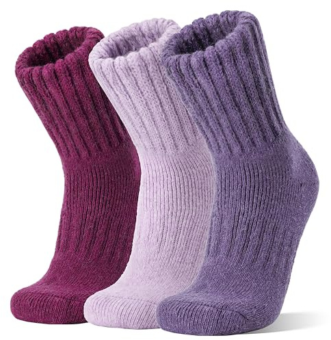 Sandsuced Calze Termiche per Stivali in Lana di Merino per Uomini e Donne Winter Warm Thick Cozy Hiking Christmas Stocking Stuffers Socks 3 Pairs(Rosso Rosa/Viola Chiaro/Viola Scuro, M)