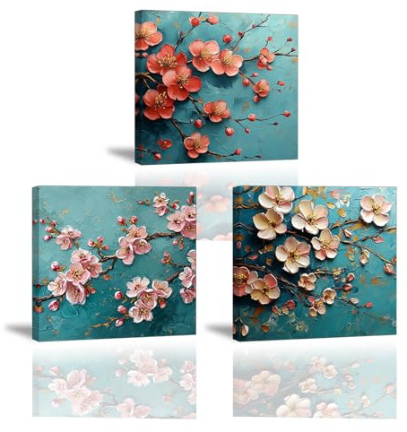Piy Painting Toile Art Mural Floral, Décoration Tableaux Sur Les Fleurs, Impression Sur Toile, Affiches Pour Chambre à Coucher Salon Café Hôtel De Boîtes, Cadeau d'Anniversaire, 3x30x30cm