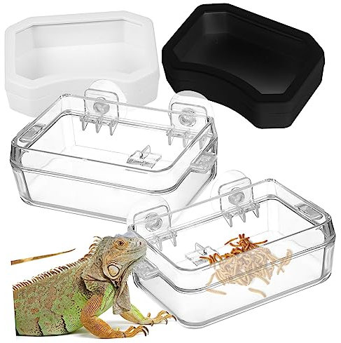 TOGEVAL Reptilien Futternapf Aus Lebensmittelechtem Abs Ausbruchsicher Transparente Fluchtschale Mit Schrumpfender Oberlippe Wasserschale Für Bartagamen Und Chamäleons