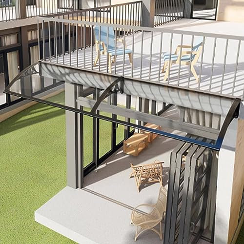 Terrassenüberdachung, Outdoor-Markise für Veranda, Gartenfenster, Regenschutz, selbstreinigendes Polycarbonat-Material mit Tageslicht-/Schattierungsfunktion, 80 x 320 cm