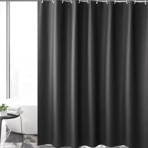 Luoqun88 Shower Curtain, Shower Curtain Anti Mould, Waterproof PEVA Bath Curtains, Mildew Resistant Bathroom Shower Curtains with 12 Hooks, Black Shower Curtains for Bath Tub Shower 180 x 180 cm