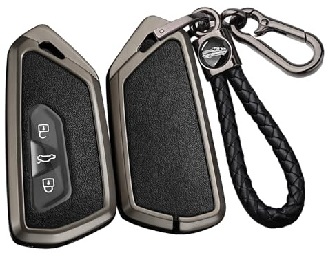 ontto Autoschlüssel Hülle Passt für Ford Tourneo Connect EcoBoost Titanium 2022-2025 Schlüsselhülle für VW Golf 8 Fernbedienung Cover Leder Schlüsselgehäuse Schlüsselanhänger 3 Tasten-Schwarz