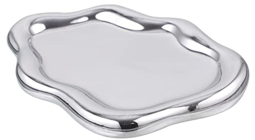 Generisch Unregelmäßige Keramikplatte Ornament-tablett Schmuckschale Steht Stift Anzeige Halskette Gold Schatz Schmuck Aufhänger Rack Ausstellen Ringe Schmucktablett Stapler Tabletts Silver