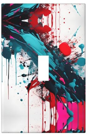 Cubiertas de salida con impresión de salpicaduras de pintura abstracta, 1 placa de pared de tamaño estándar, cubiertas de placas frontales de policarbonato de doble salida