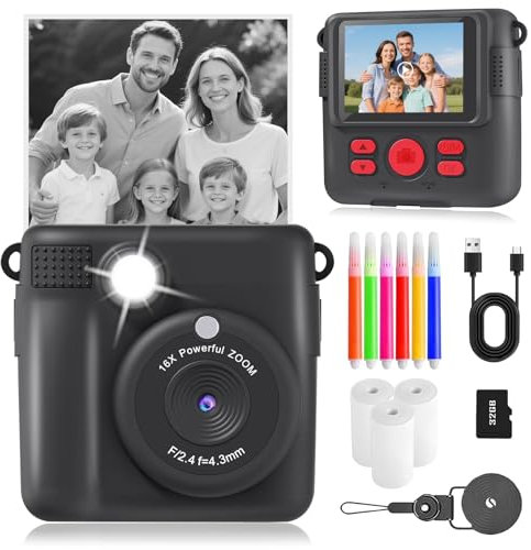 Kids Camera Instant Print, 1080P Instant Camera for Kids, Girls Boys Toys Age 3-12 Boys,Christmas Birthday Gifts for 3 4 5 6 7 8 9 10 Year Old Boys Girls
