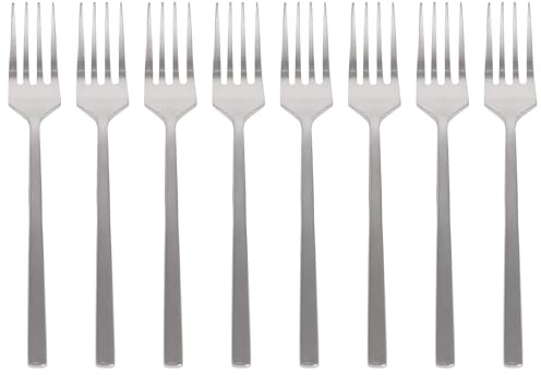 Argon Tableware Silver Stainless Steel Cake Forks Set of 8-15cm Dessert Forks for Pastries, Cakes and Sweet Treats - Elegant Modern Cutlery with Durable Rust-Resistant Finish for Dining and Parties
