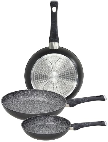 Tognana Sphera, Set 3 Padelle Cm 20/24/28, Alluminio forgiato, nero