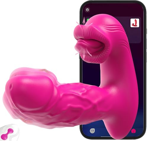 Bunutne 2 in 1 Vibratorensets für die Frau Vibration Dildo mit 9 Vibrationsmodi & Zungenleckmodi G Punkt Vibrator mit App & Fernbedienung Zunge Klitoris Stimulator Sexspielzeug für Frauen Paare