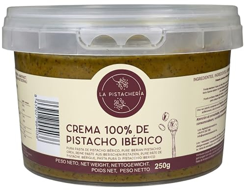 Crema 100% de Pistacho Ibérico – Pasta Pura de Pistacho Natural sin Azúcar ni Aditivos – Textura Cremosa para Postres, Repostería, Desayunos y Recetas Saladas - La Pistachería (250 gr)