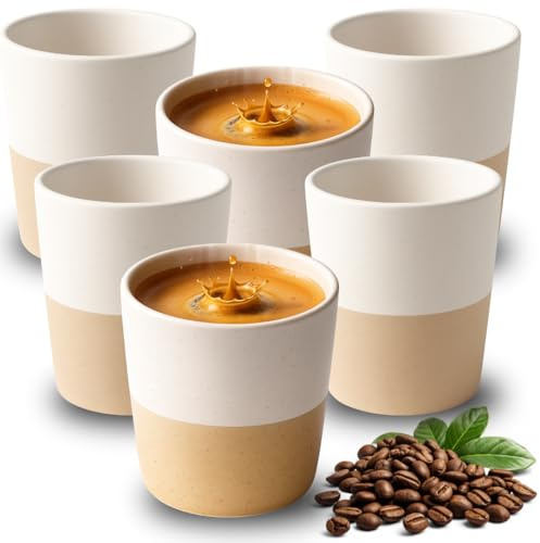 Maxito Espressotassen weiß aus Steingut mit 90 ml im 6er Set für Kaffeeliebhaber - Espresso & Kaffeetassen - Geschenke für Männer und Frauen