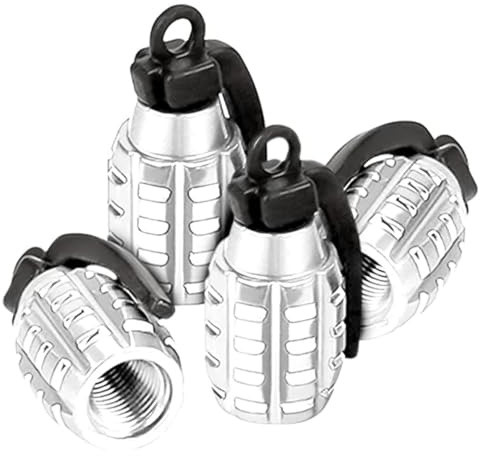 DI GLANZ Ventilkappen Granate – 4er Set Reifenventil Abdeckungen aus Metall – für Auto, Motorrad & Fahrrad – Staubschutz mit coolem Look – in Schwarz, Silber, Blau oder Rot (Silber)