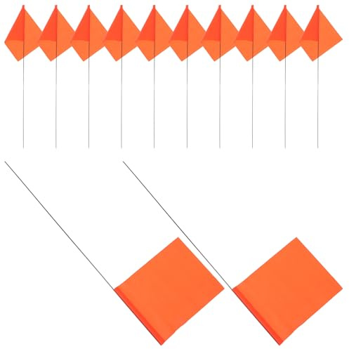 VICASKY 50er Set Markierungsfahnen mit robusten PVC-Fähnchen und Holzstab, fluoreszierend orange, wetterfest für Garten, Bewässerungssystem, Rasen, Vermessung, Bau und Landschaftspflege