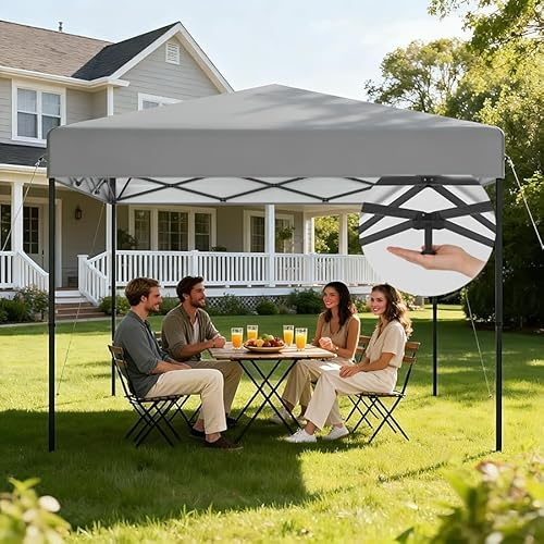Aufun Pop Up Pavillon 3x3m Wasserdicht Winterfest Stabil, UV Schutz Faltpavillon Stahlrahmen, Partyzelt Faltbar für Garten, Camping Party, Hochzeit, Innenhof, Höhe Verstellbar 240-260cm, (Silber)
