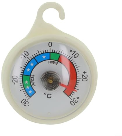 Termometro rotondo in plastica per frigorifero e congelatore con gancio per appenderlo, termometro per elettrodomestici per conservazione frigorifera, diametro 5 cm