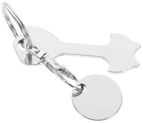 Healeved Metal Shopping Trolley Token Key Ring Pendant, Portable Coin Keychain for Grocery Cart, Compact Token Keyring Accessory for Shopping and Everyday Use