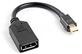 lanberg AD 0003 BK Adaptateur Mini DisplayPort 1.2 (Mini DP) vers connecteur displayport Femelle avec câble, 10 cm Noir