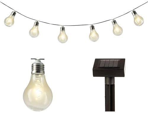 Lumineo 50 Micro LED Solar Lichterkette Glühlampe Partylichterkette Garten 10 Glühbirnen (Klar)