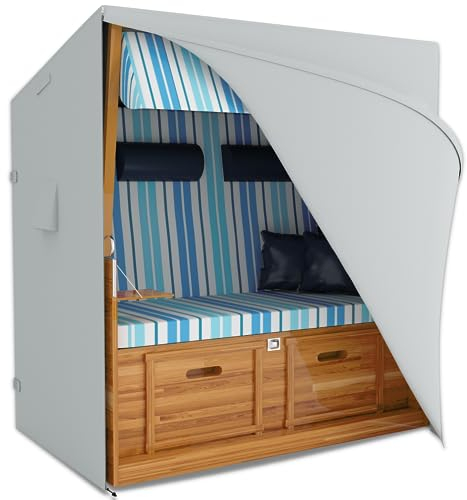 REVALA® Strandkorb Schutzhülle Winterfest | Abdeckung Strandkorb 2 sitzer | Strandkorbhülle 135 x 105 x 160 | UV-beständige Hülle Strandkorb wasserdicht aus 600D Oxford | Inklusive Aufbewahrungstasche